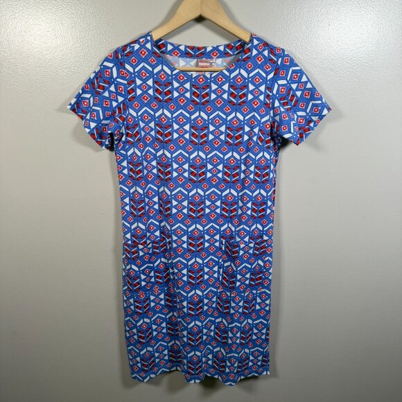 Persifor Carter Dress Size Small Blue Red Stretch Travel Work Wrinkle Resistant - Picture 1 of 8